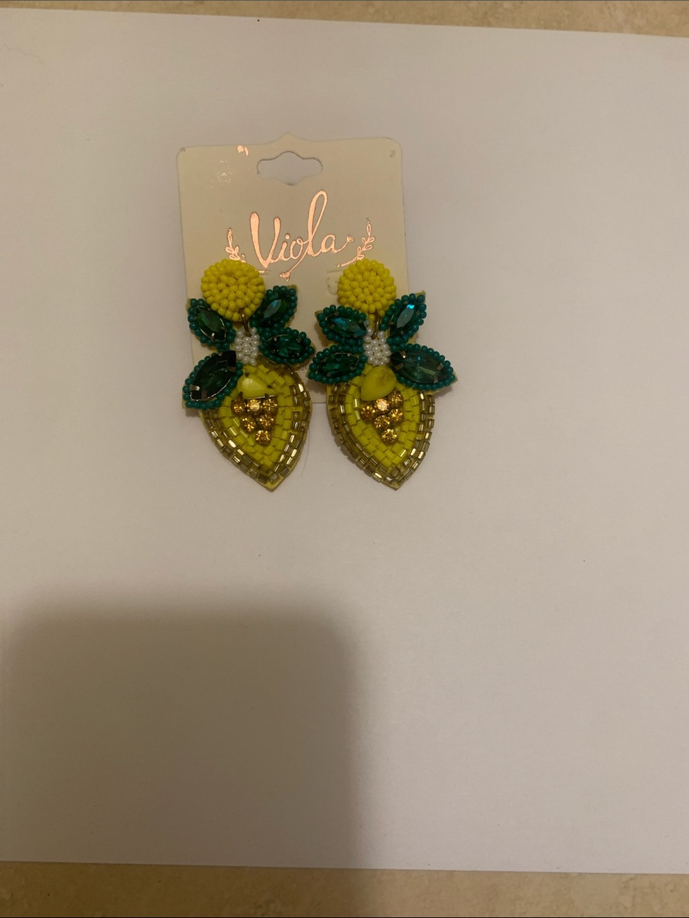 Viola Beaded Lemon Drop Statement Earrings - Yellow & Green